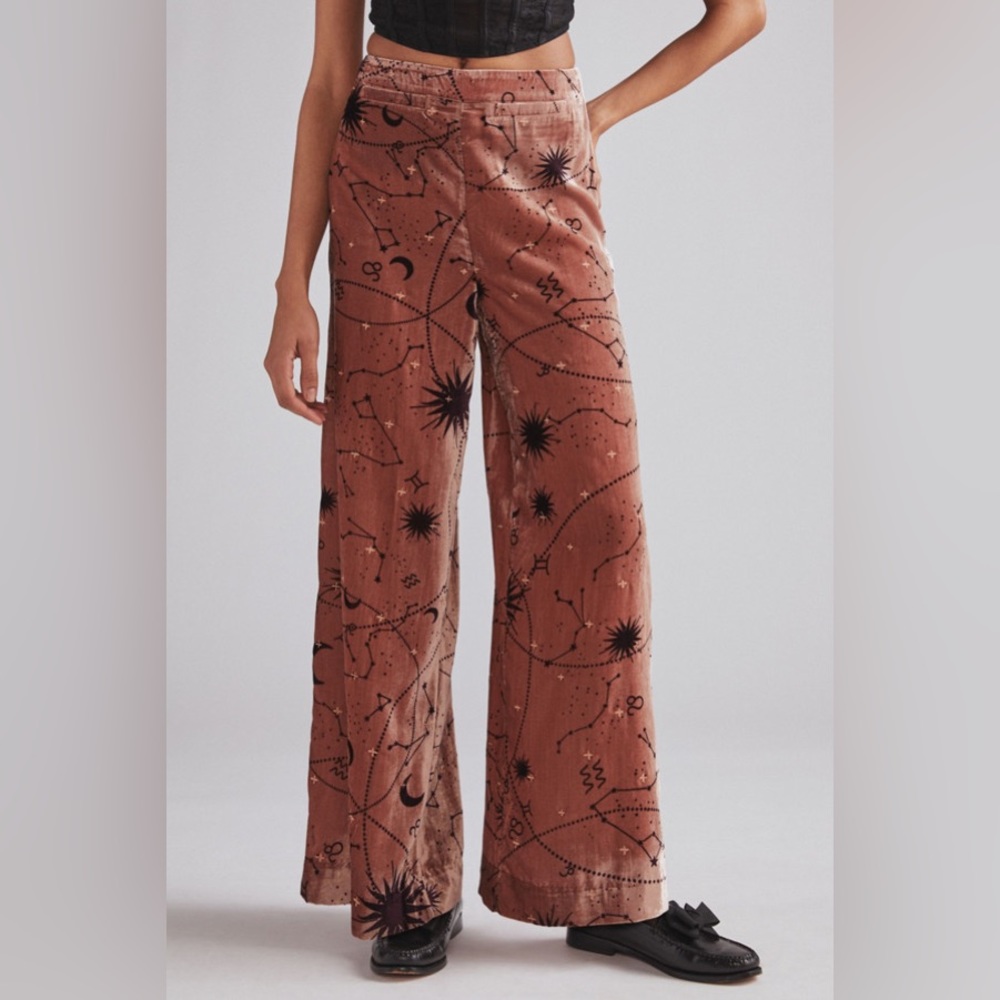 Anthropologie Velvet Celestial Wide Leg Pants
